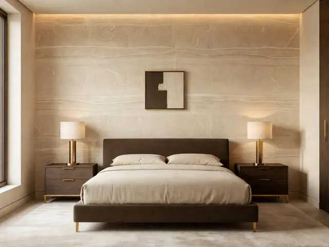 Luxury Bedroom with Textured Accent Wall