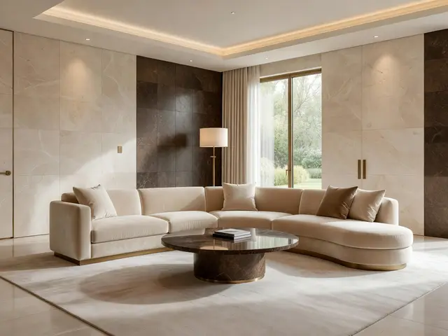 Luxury Living Room with Curved Sofa