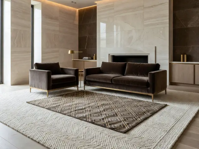Luxury Living Room with Layered Rugs