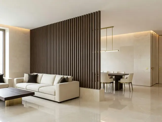 Luxury Living Room with Slatted Divider