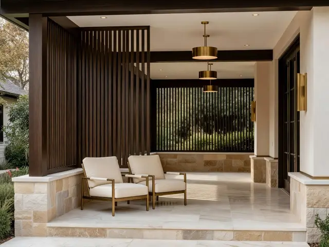 Luxury Porch with Slatted Screen