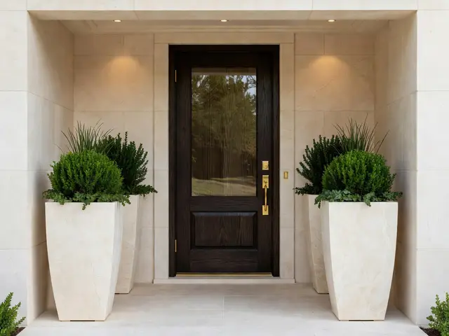 Luxury Porch with Tall Planters
