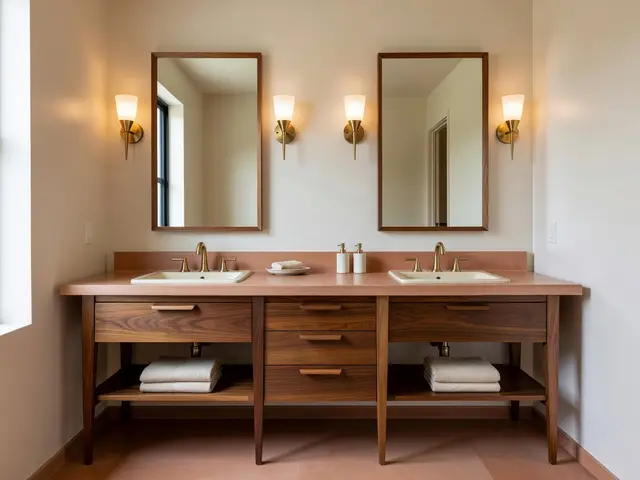 Mid-Century Modern Bathroom with Double Vanity