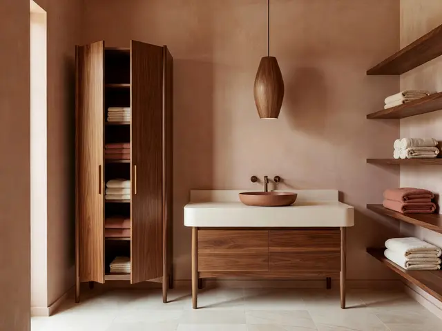 Mid-Century Modern Bathroom with Linen Storage