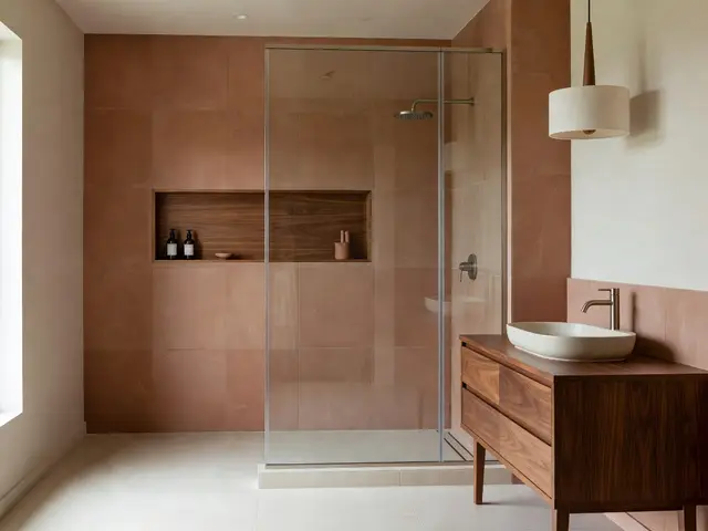 Mid-Century Modern Bathroom with Walk-In Shower