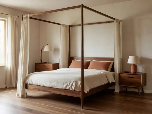 Mid-Century Modern Bedroom with Canopy Bed