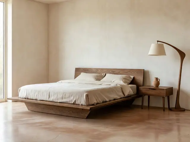 Mid-Century Modern Bedroom with Oak Platform Bed