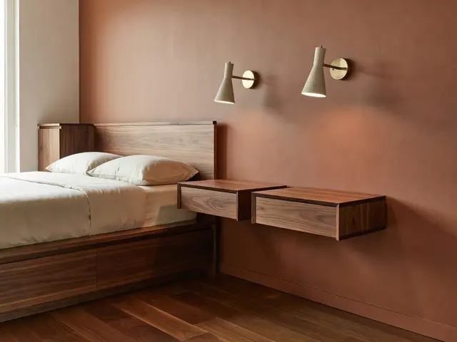 Mid-Century Modern Bedroom with Wall Sconces