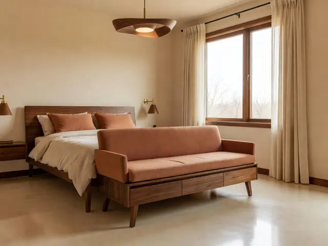 Mid-Century Modern Bedroom with Window Bench