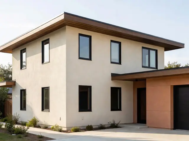 Mid-Century Modern Exterior with Black Window Frames