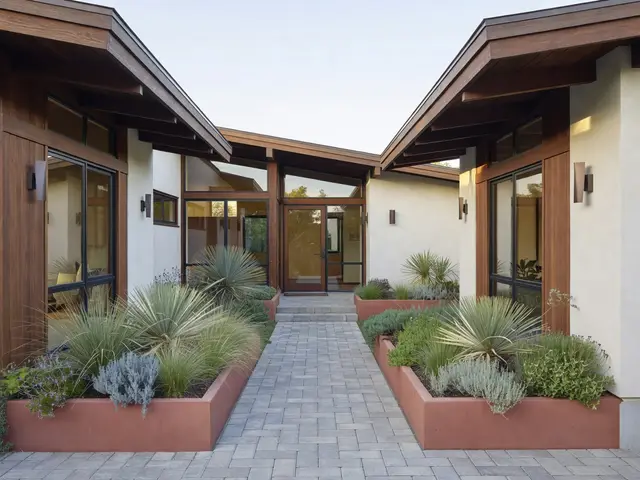 Mid-Century Modern Exterior with Courtyard Entry