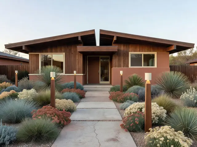 Mid-Century Modern Exterior with Native Planting