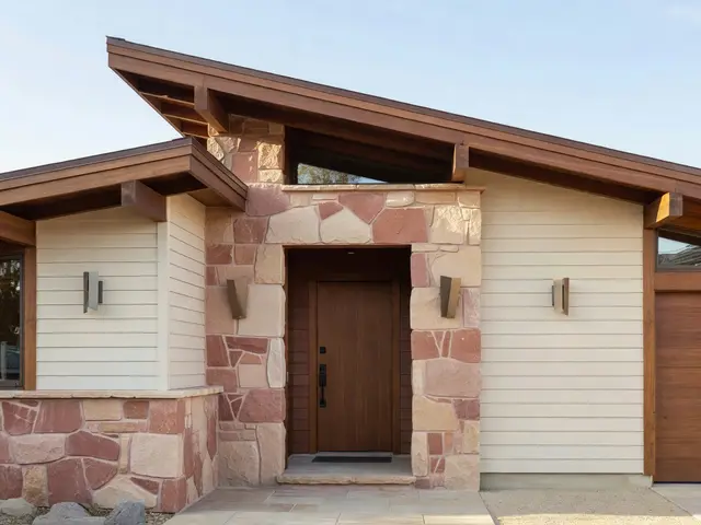 Mid-Century Modern Exterior with Stone Accents