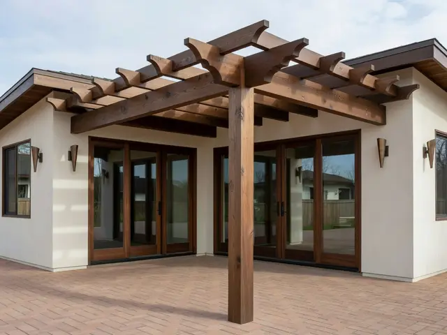Mid-Century Modern Exterior with Timber Pergola