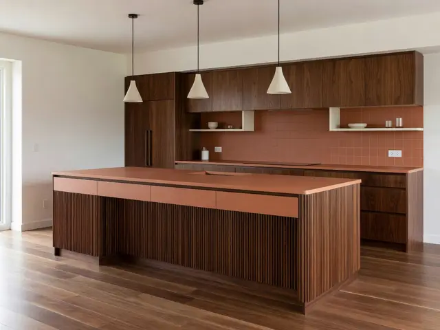Mid-Century Modern Kitchen with Fluted Island