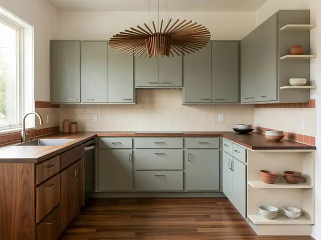 Mid-Century Modern Kitchen with Sage Cabinetry