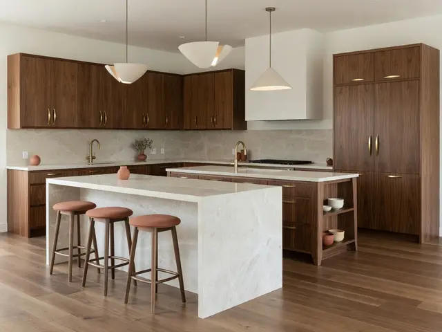 Mid-Century Modern Kitchen with Waterfall Island