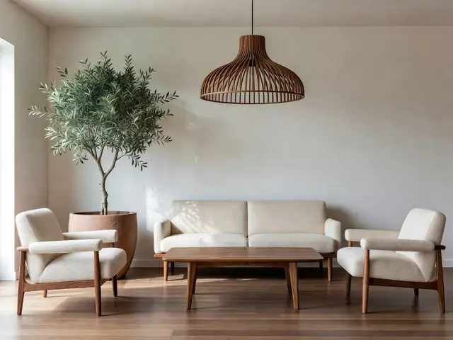 Mid-Century Modern Living Room with Olive Tree