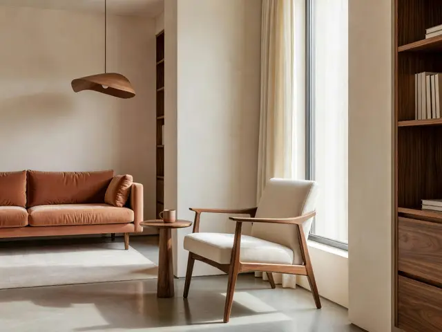 Mid-Century Modern Living Room with Window Reading Nook