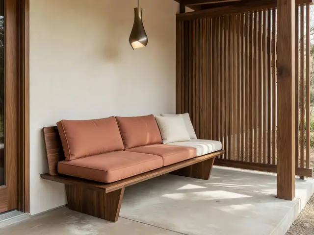 Mid-Century Modern Porch with Built-In Bench