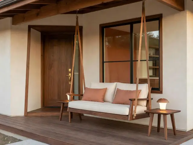 Mid-Century Modern Porch with Porch Swing