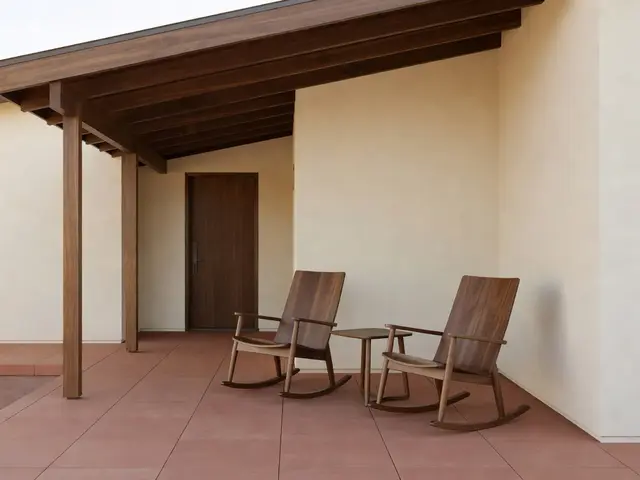 Mid-Century Modern Porch with Rocking Chairs
