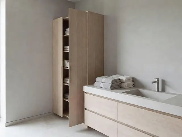 Minimalist Bathroom with Linen Storage