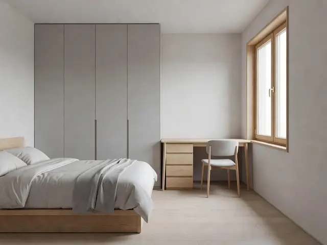 Minimalist Bedroom with Compact Workspace
