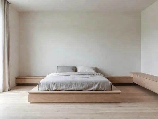 Minimalist Bedroom with Oak Platform Bed