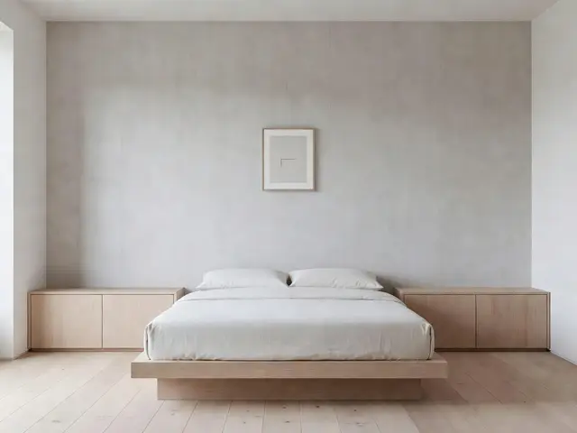 Minimalist Bedroom with Textured Accent Wall