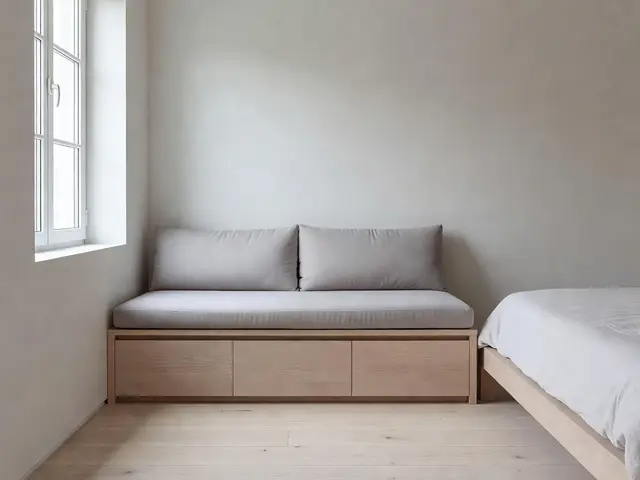 Minimalist Bedroom with Window Bench