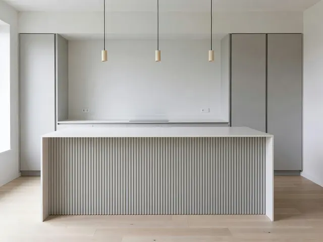 Minimalist Kitchen with Fluted Island