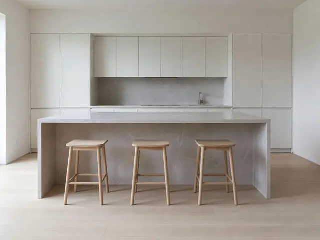 Minimalist Kitchen with Waterfall Island