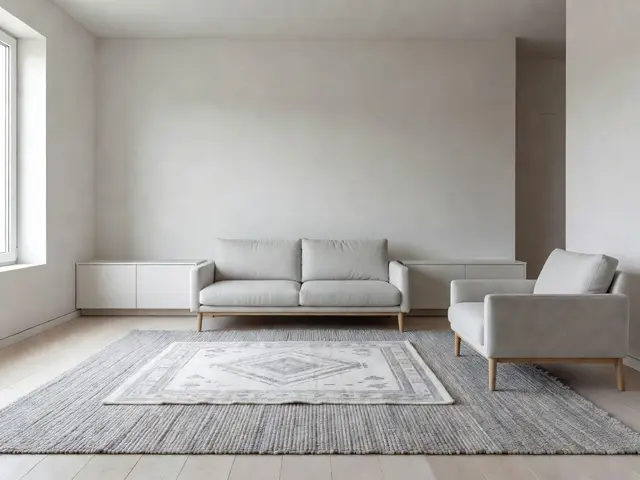 Minimalist Living Room with Layered Rugs