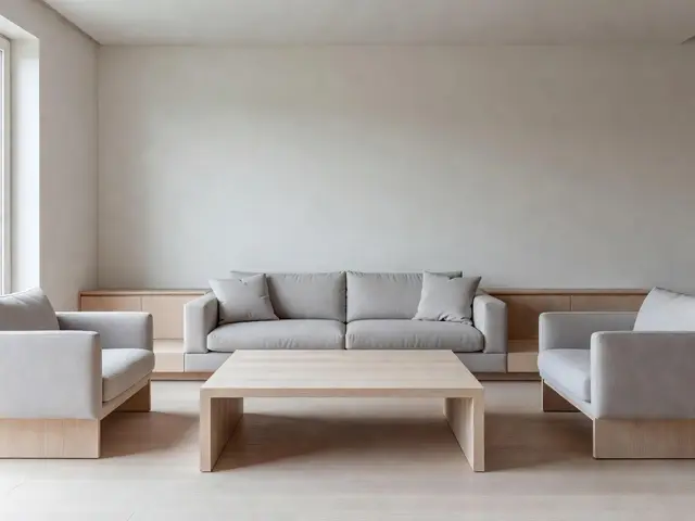 Minimalist Living Room with Oak Coffee Table