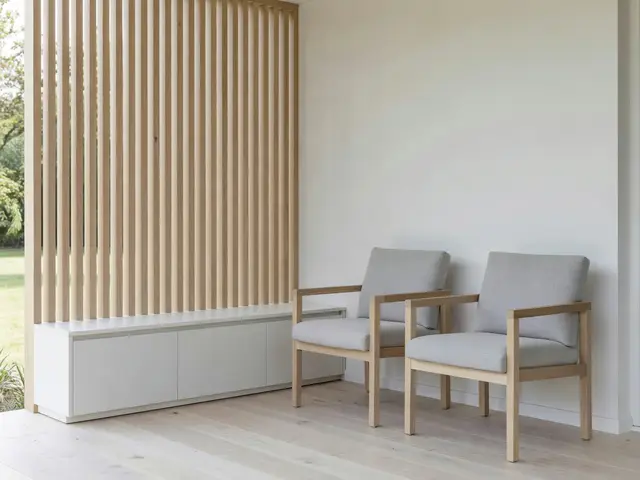 Minimalist Porch with Slatted Screen