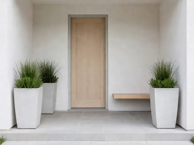 Minimalist Porch with Tall Planters