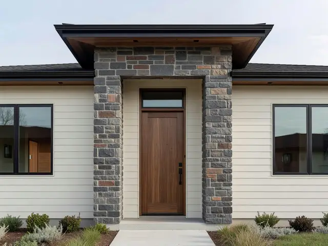 Modern Exterior with Stone Accents