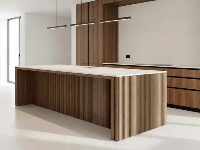 Modern Kitchen with Fluted Island