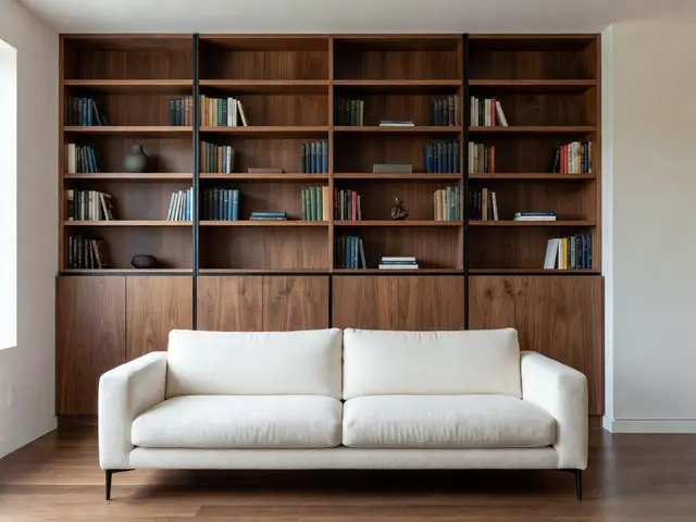 Modern Living Room with Library Wall
