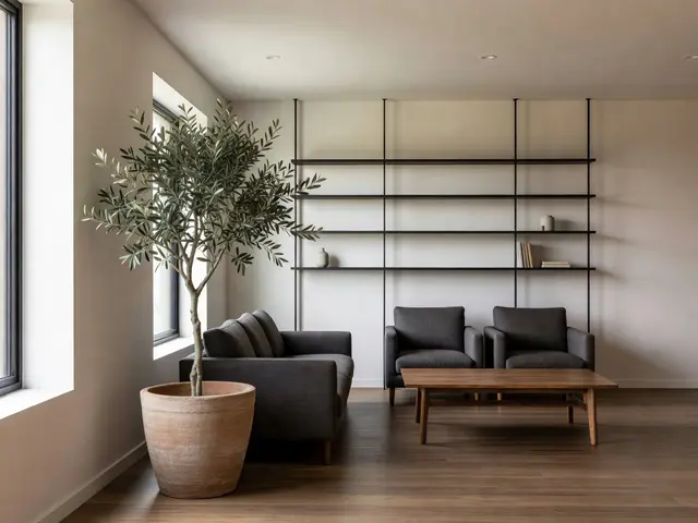 Modern Living Room with Olive Tree