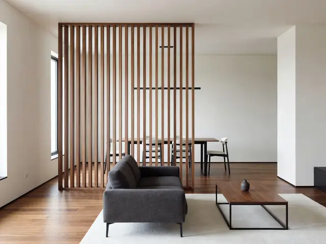 Modern Living Room with Slatted Divider
