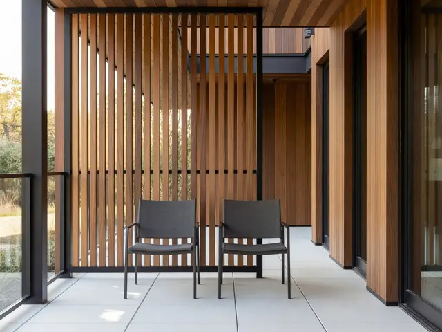 Modern Porch with Slatted Screen