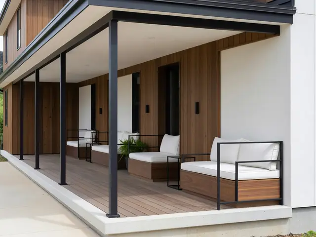 Modern Porch with Wraparound Seating