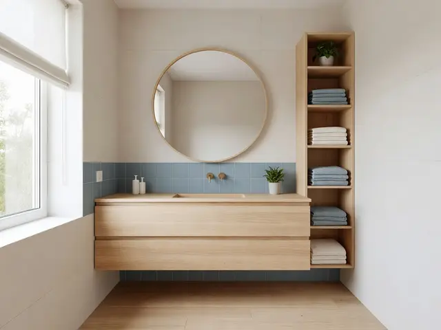 Scandinavian Bathroom with Floating Vanity