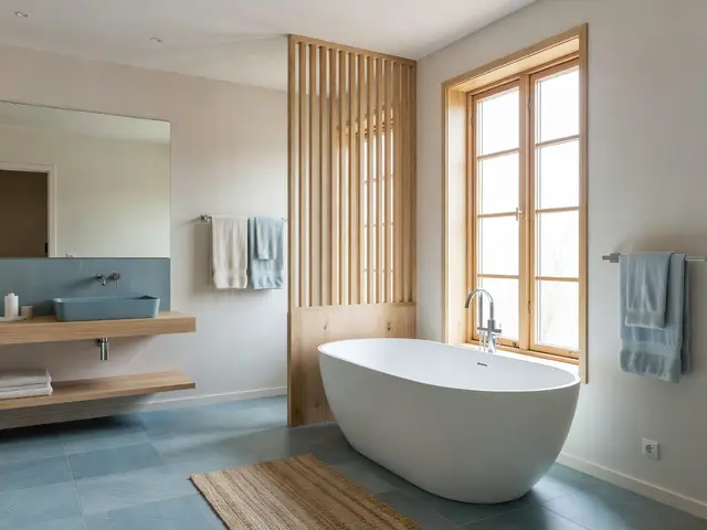Scandinavian Bathroom with Freestanding Tub