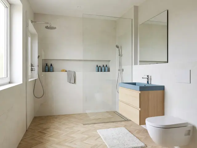 Scandinavian Bathroom with Walk-In Shower