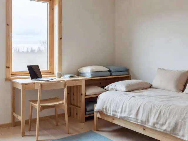Scandinavian Bedroom with Compact Workspace