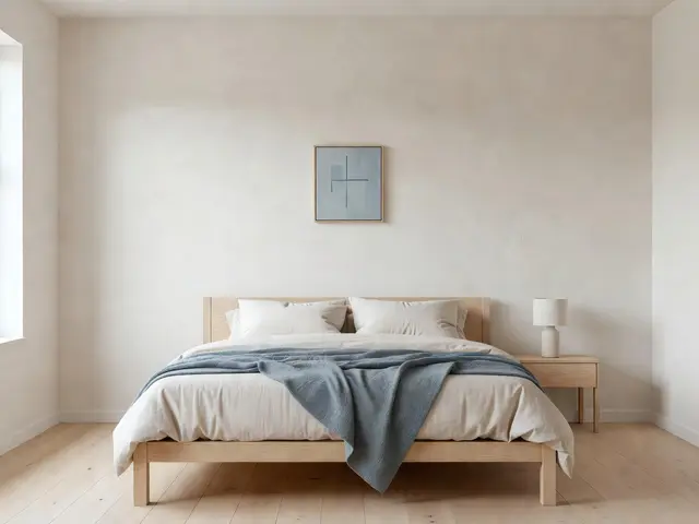 Scandinavian Bedroom with Textured Accent Wall