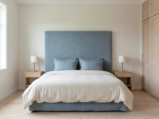 Scandinavian Bedroom with Upholstered Headboard